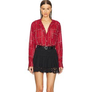 NWT Isabel Marant Etoile Mexika Top in Red Button Down 36